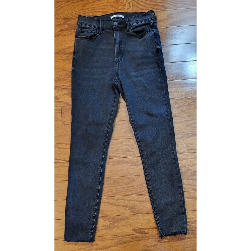 PACSUN Ankle Jeans Womens Size 26 Black Denim Stretch Skinny Raw Hem